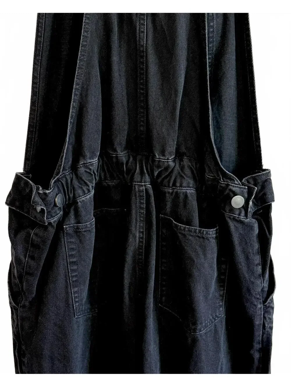 ASOS Denim US 8 Washed Black Overalls Baggy Utility Dungarees Indie